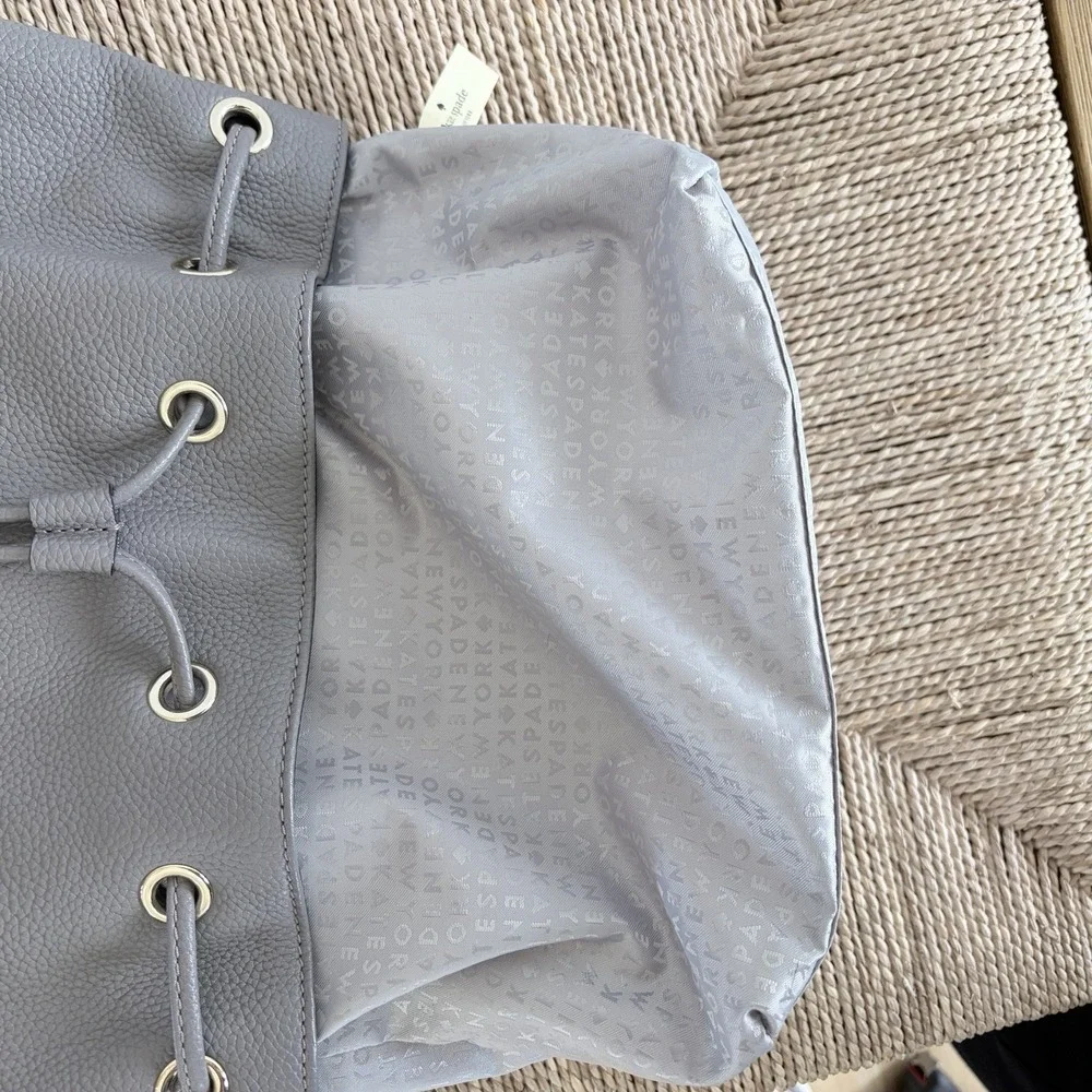 KATE SPADE Mulberry Street Small Breezy Gray Pebbled Leather Backpack WKRU3939‎